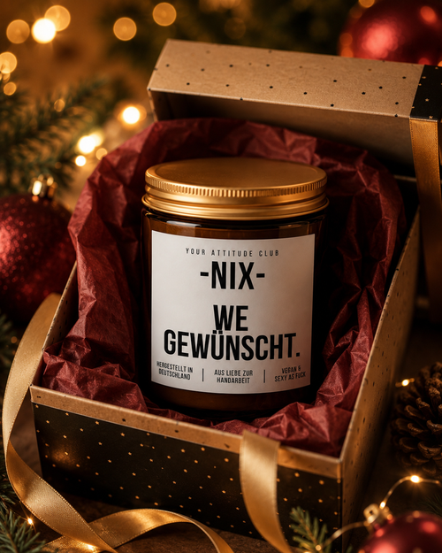 -NIX- WE GEWÜNSCHT. Weihnachtskerze | lustige Duftkerze mit Spruch | Geschenk Weihnachten | Sojawachs Kerze | handgemacht in Deutschland