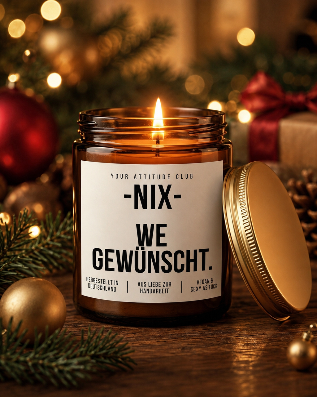 -NIX- WE GEWÜNSCHT. Weihnachtskerze | lustige Duftkerze mit Spruch | Geschenk Weihnachten | Sojawachs Kerze | handgemacht in Deutschland