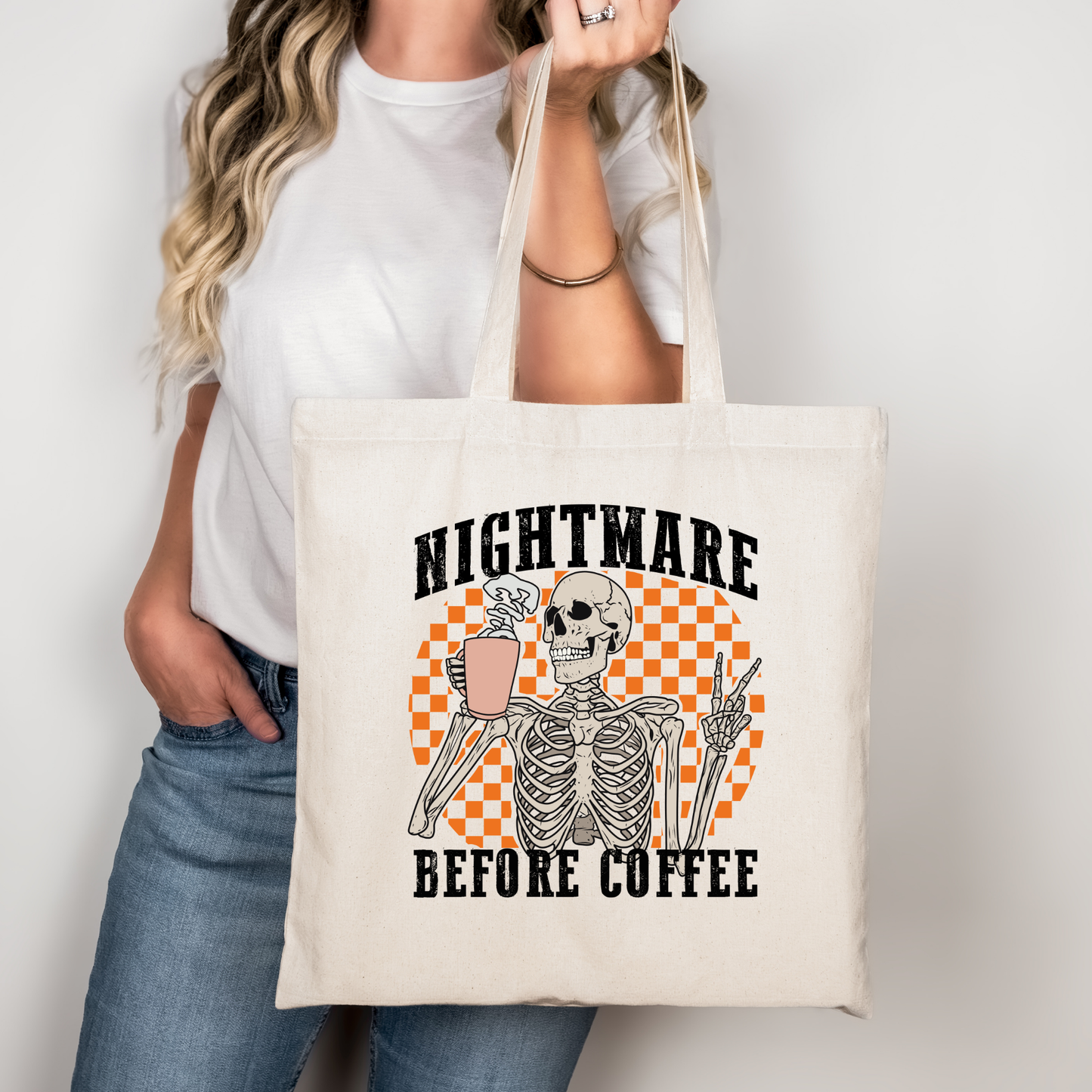 Nightmare before Coffee | Tragetasche mit Spruch – Baumwollbeutel mit Attitude