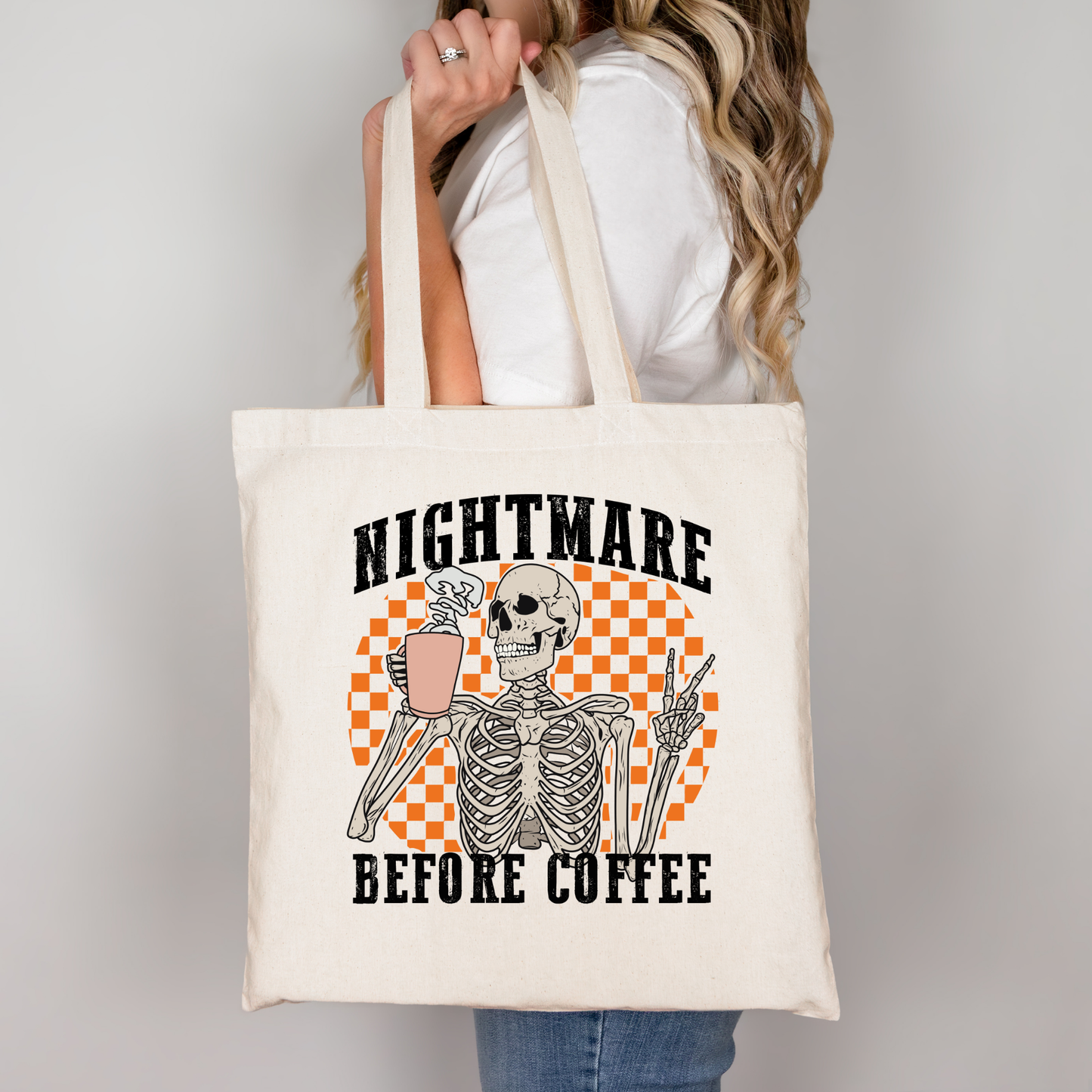 Nightmare before Coffee | Tragetasche mit Spruch – Baumwollbeutel mit Attitude
