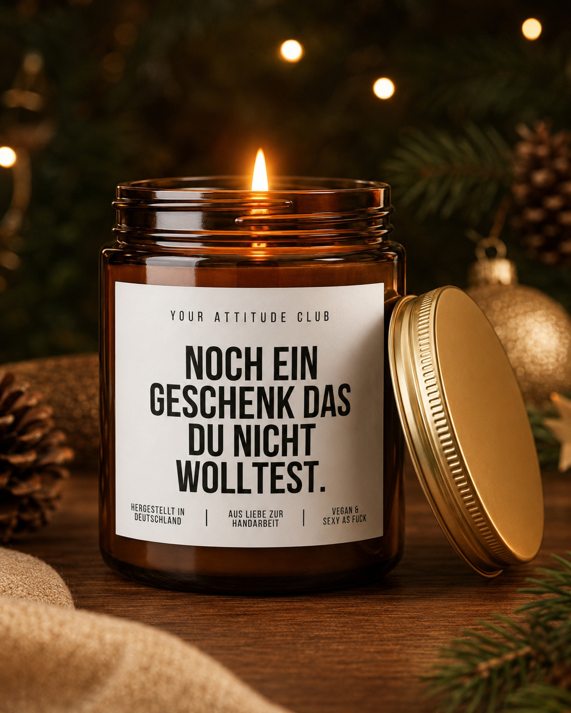 NOCH EIN GESCHENK DAS DU NICHT WOLLTEST Weihnachtskerze mit Spruch | lustige Duftkerze | freches Weihnachtsgeschenk | Wichtelgeschenk | Sojawachs Kerze