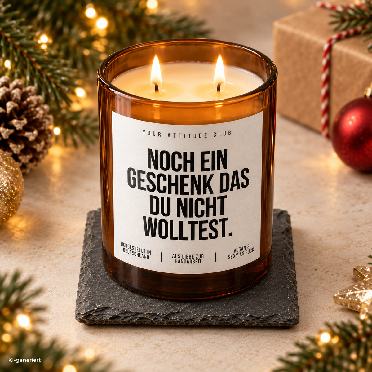NOCH EIN GESCHENK DAS DU NICHT WOLLTEST. – Weihnachtskerze | lustiges Weihnachtsgeschenk | Wichtelgeschenk | Geschenk für Freunde & Kolleg:innen