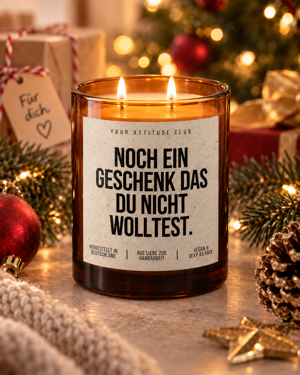 NOCH EIN GESCHENK DAS DU NICHT WOLLTEST. – Weihnachtskerze | lustiges Weihnachtsgeschenk | Wichtelgeschenk | Geschenk für Freunde & Kolleg:innen
