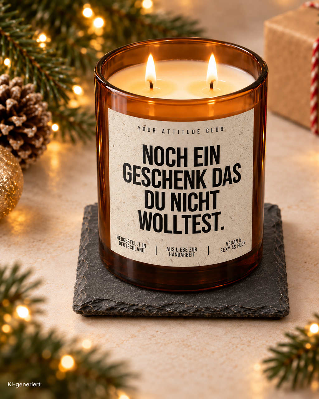 NOCH EIN GESCHENK DAS DU NICHT WOLLTEST. – Weihnachtskerze | lustiges Weihnachtsgeschenk | Wichtelgeschenk | Geschenk für Freunde & Kolleg:innen