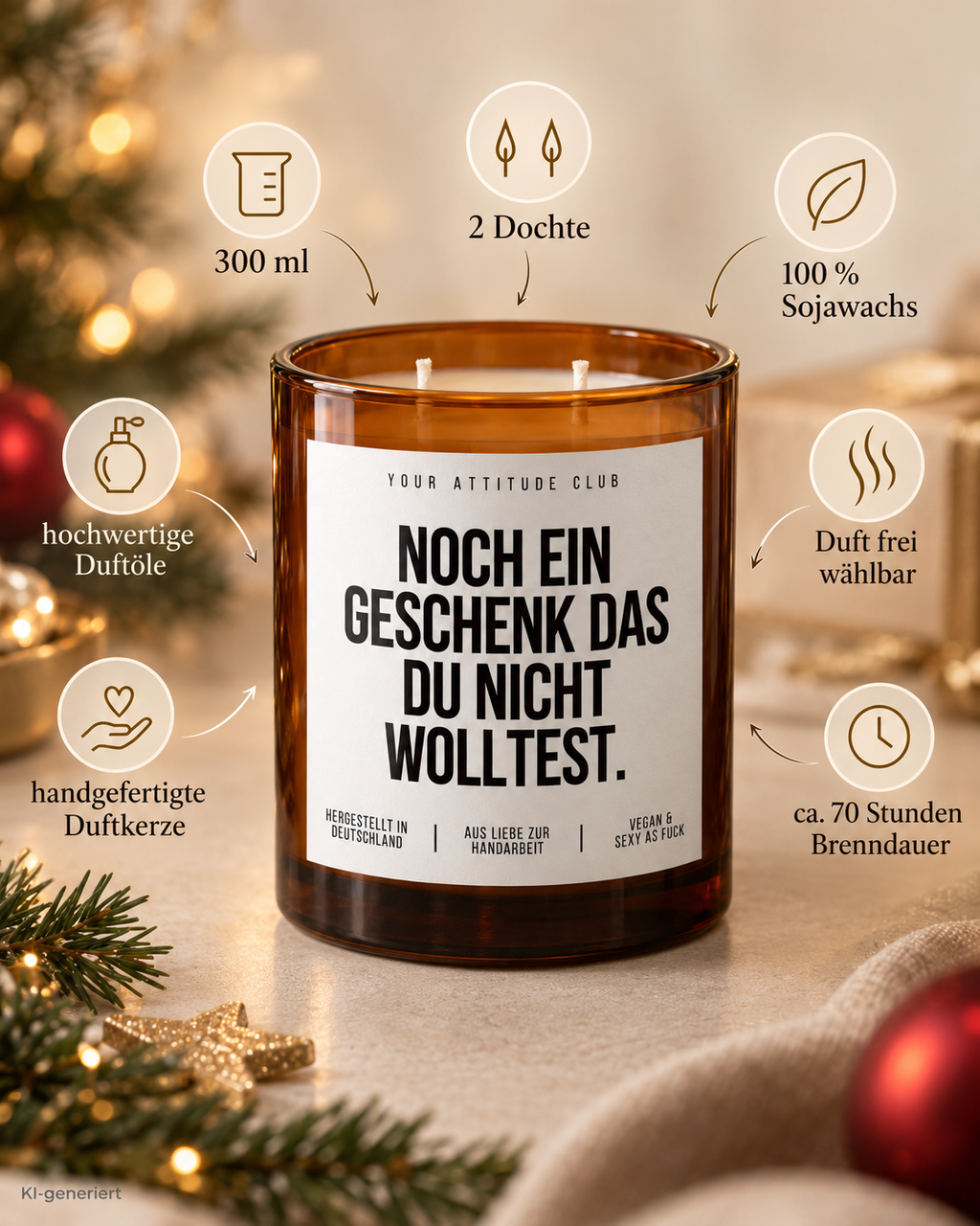 NOCH EIN GESCHENK DAS DU NICHT WOLLTEST. – Weihnachtskerze | lustiges Weihnachtsgeschenk | Wichtelgeschenk | Geschenk für Freunde & Kolleg:innen