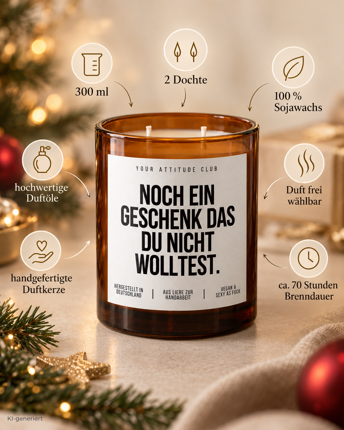 NOCH EIN GESCHENK DAS DU NICHT WOLLTEST. – Weihnachtskerze | lustiges Weihnachtsgeschenk | Wichtelgeschenk | Geschenk für Freunde & Kolleg:innen