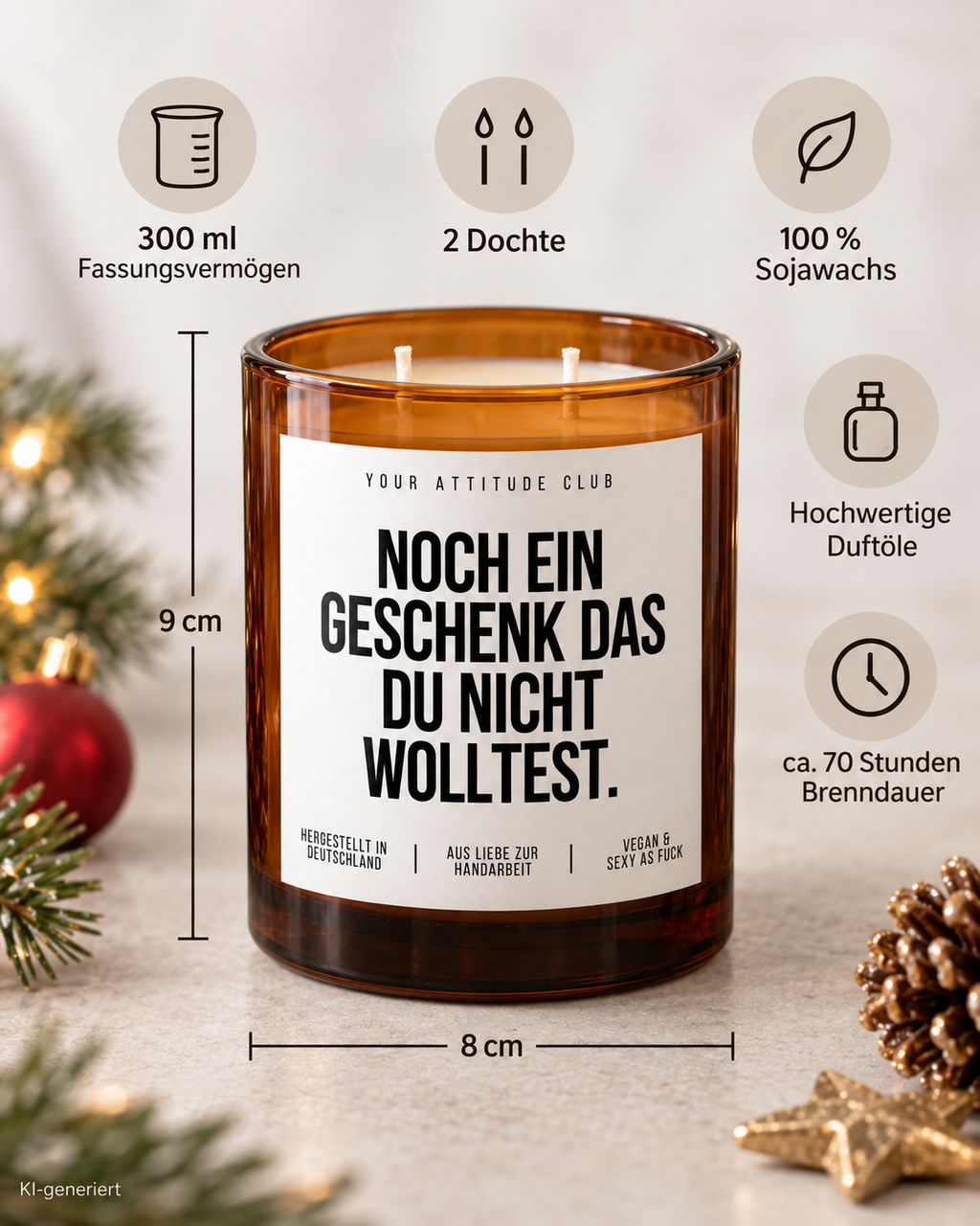 NOCH EIN GESCHENK DAS DU NICHT WOLLTEST. – Weihnachtskerze | lustiges Weihnachtsgeschenk | Wichtelgeschenk | Geschenk für Freunde & Kolleg:innen