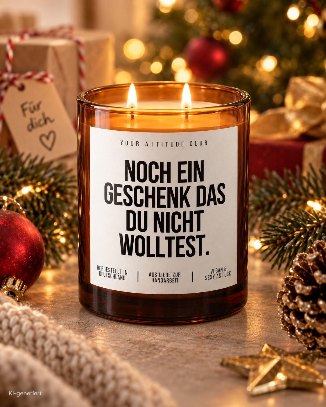NOCH EIN GESCHENK DAS DU NICHT WOLLTEST. – Weihnachtskerze | lustiges Weihnachtsgeschenk | Wichtelgeschenk | Geschenk für Freunde & Kolleg:innen