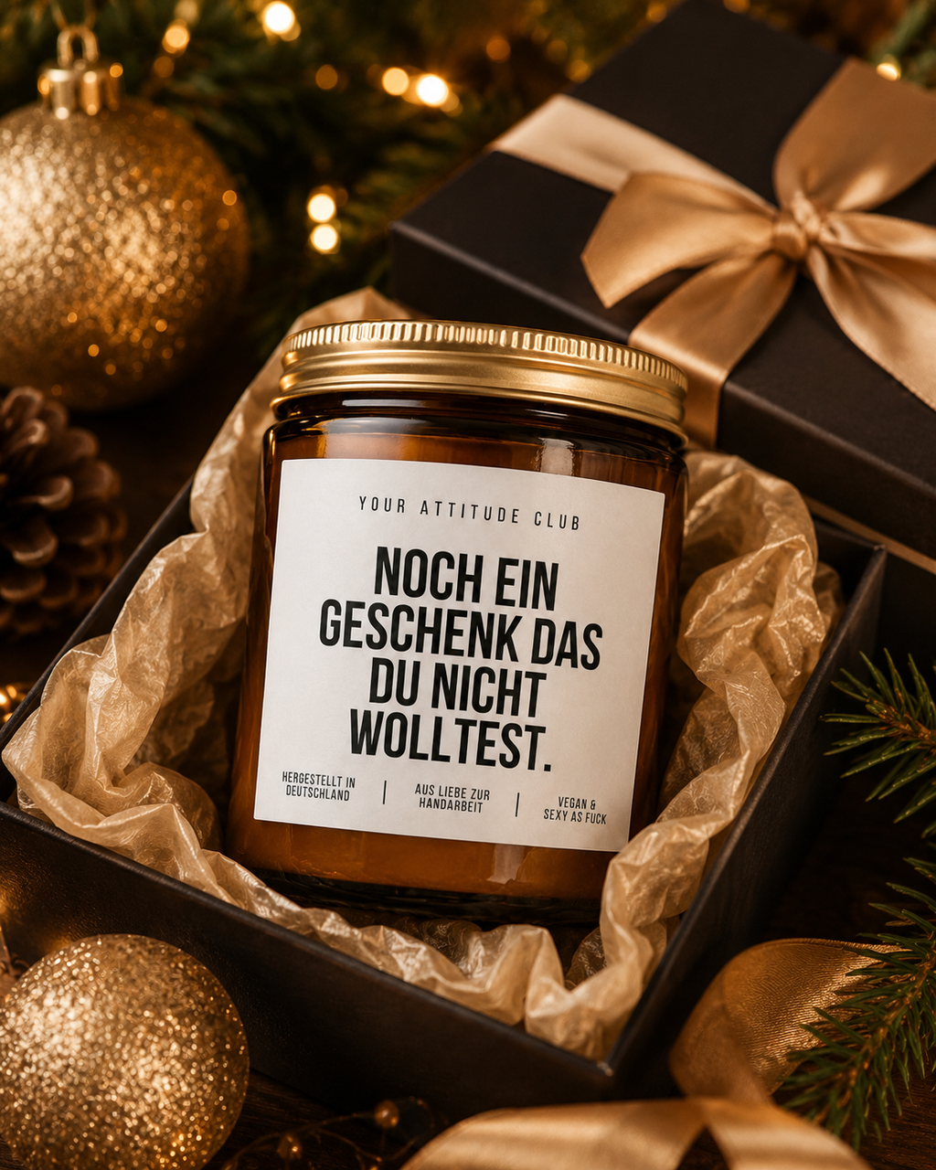 NOCH EIN GESCHENK DAS DU NICHT WOLLTEST Weihnachtskerze mit Spruch | lustige Duftkerze | freches Weihnachtsgeschenk | Wichtelgeschenk | Sojawachs Kerze