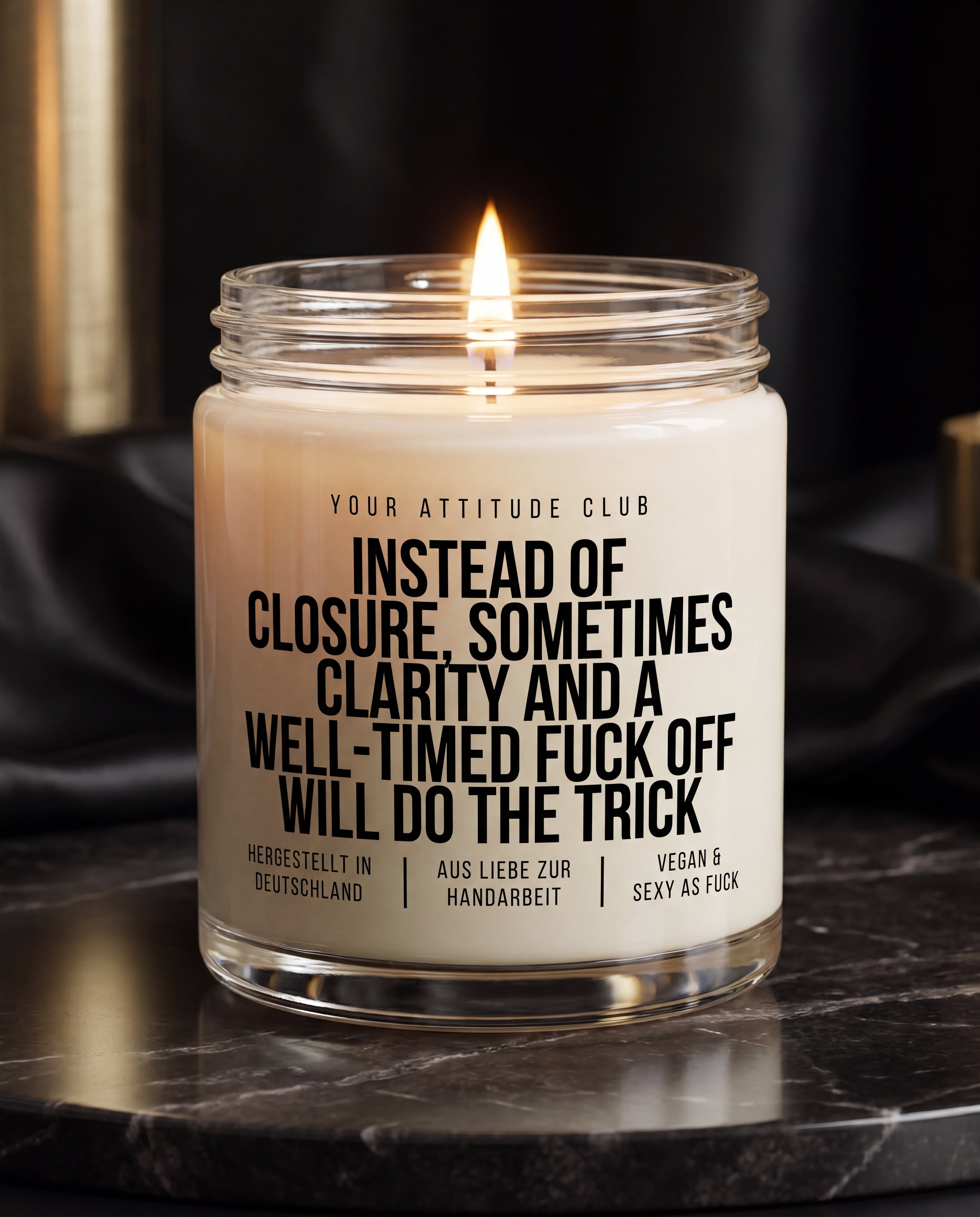 Instead Of Closure, Sometimes Clarity And A Well-Timed Fuck Off Will Do The Trick | Dark Humor Kerze, Trennungsgeschenk, vegan