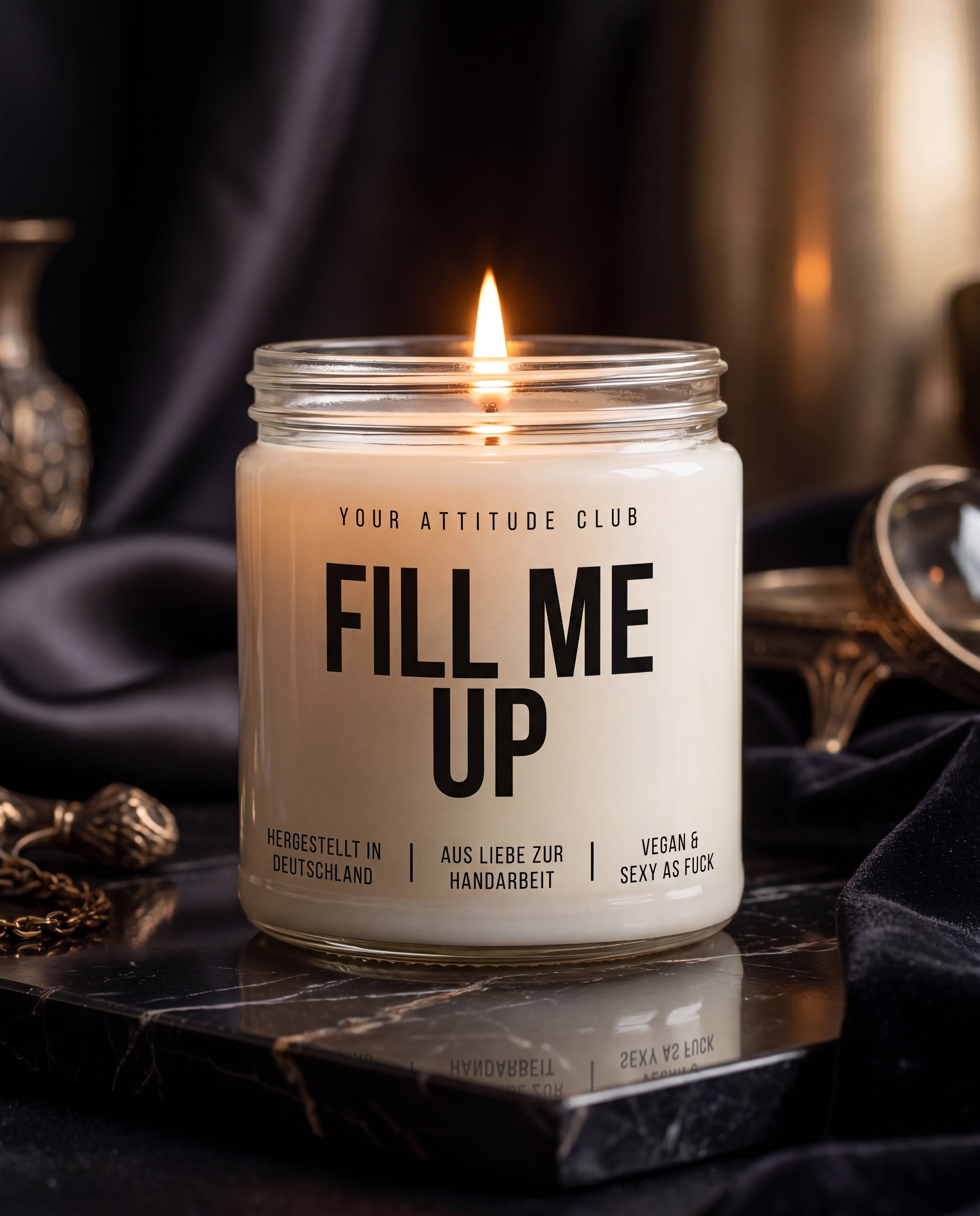 Fill Me Up | Kinky Kerze, freches Geschenk für Erwachsene, Dark Humor, Sojawachs Kerze, vegan, handgemacht, Attitude Geschenk