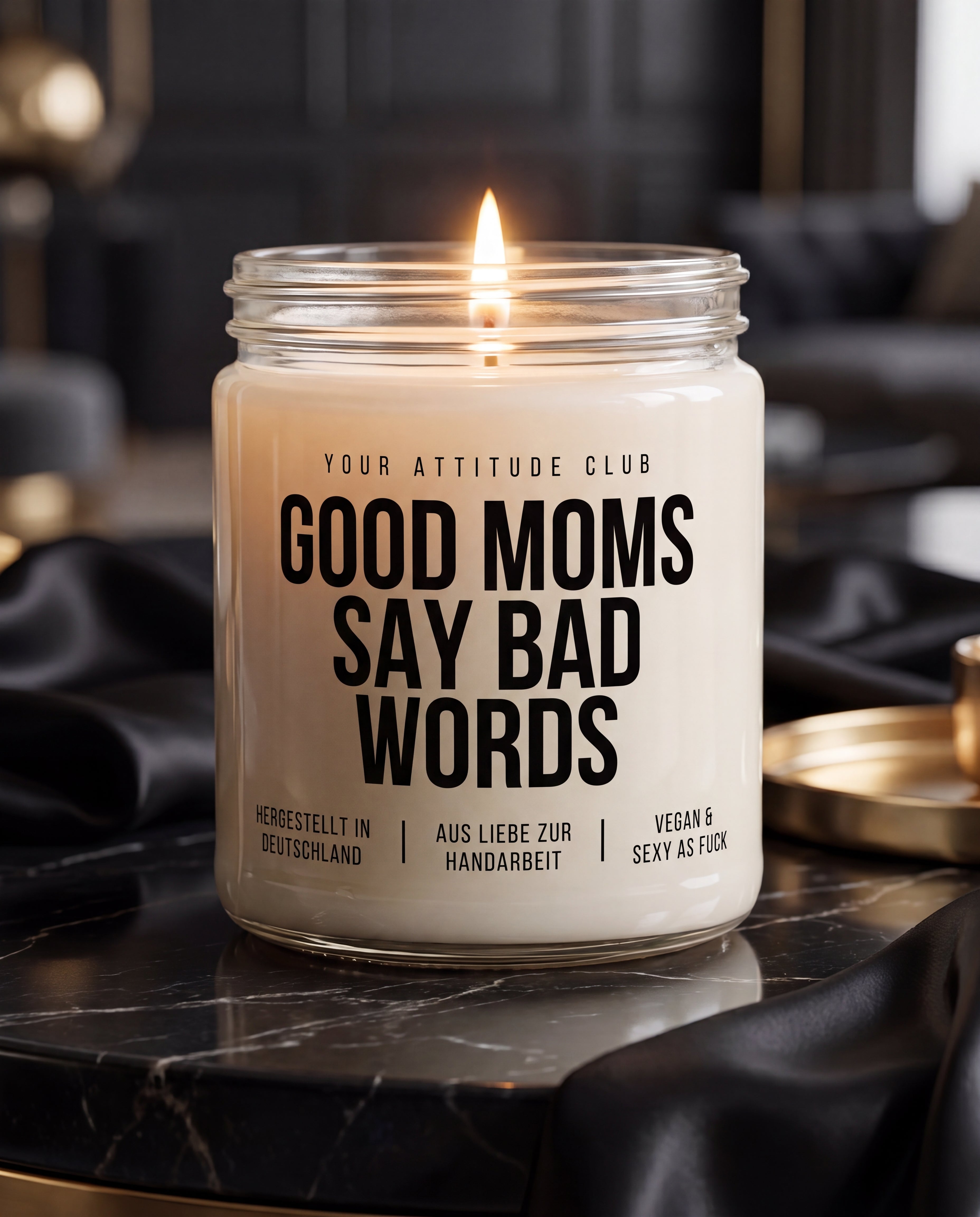 Good Moms Say Bad Words | Mama Kerze, Geschenk für Mütter, freche Sojawachs Kerze, Muttertag Geschenk, vegan, handgemacht