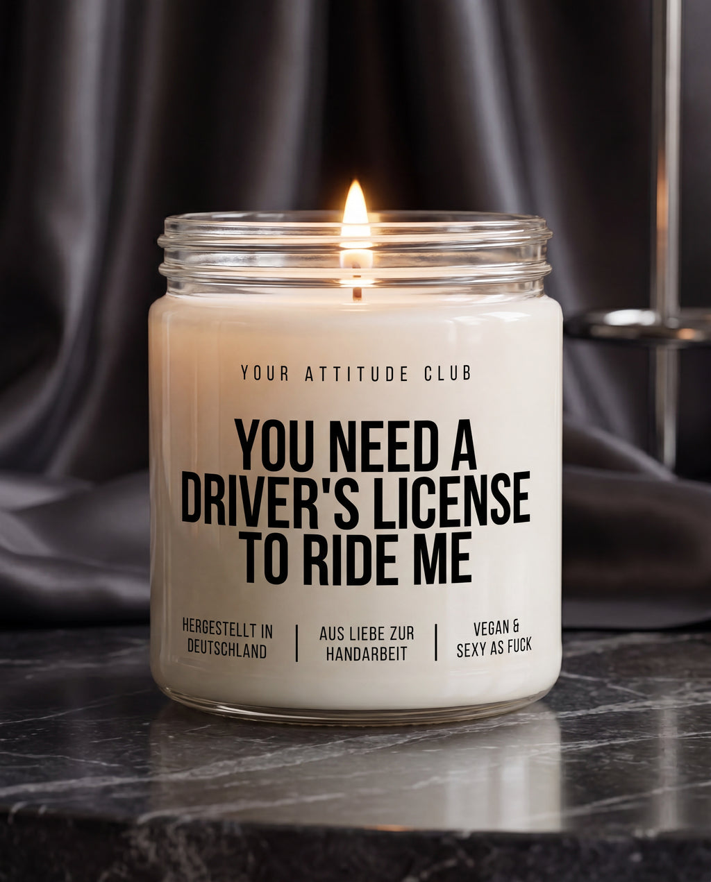 You Need A Driver's License To Ride Me | Kinky Kerze, sexy Geschenk, freches Geschenk für Erwachsene, Sojawachs, vegan, handgemacht