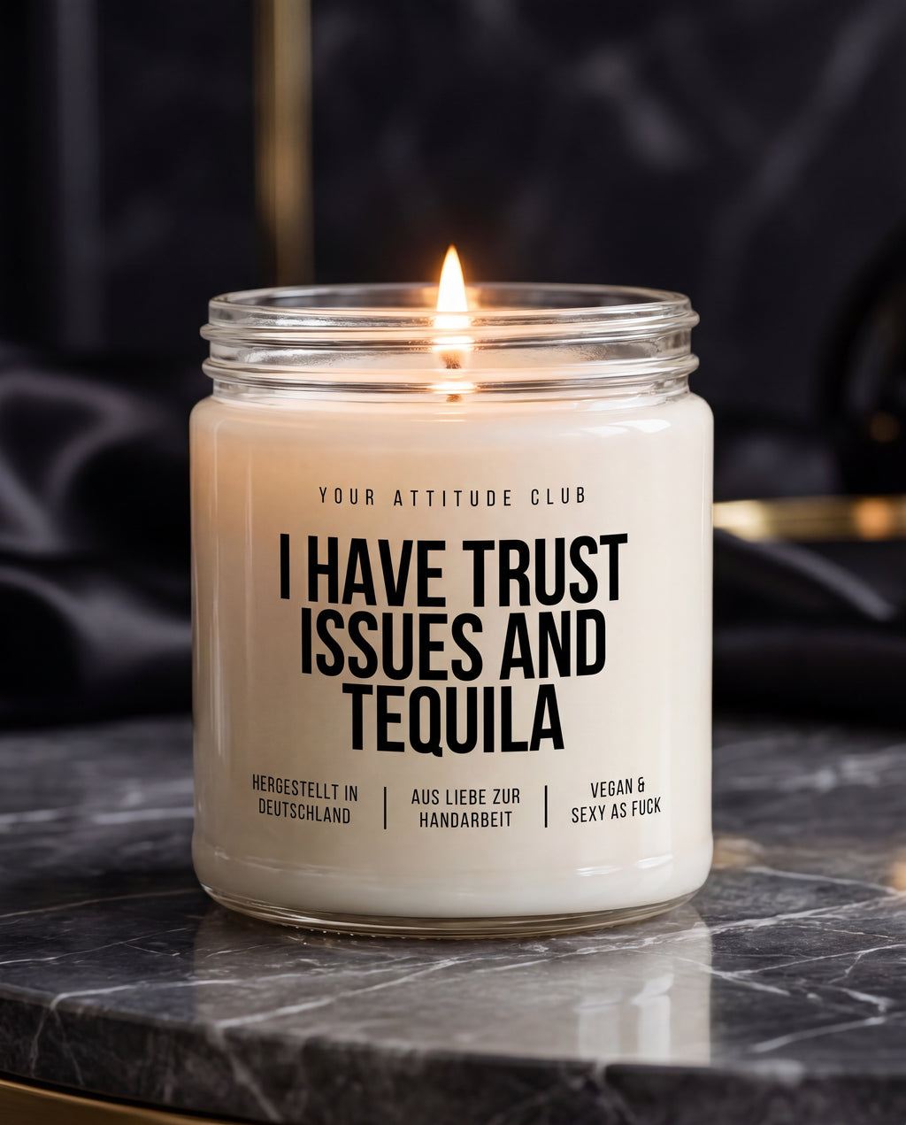 I Have Trust Issues And Tequila | Tequila Kerze, freches Geschenk, Party Geschenk, Dark Humor, Sojawachs Kerze, vegan, handgemacht