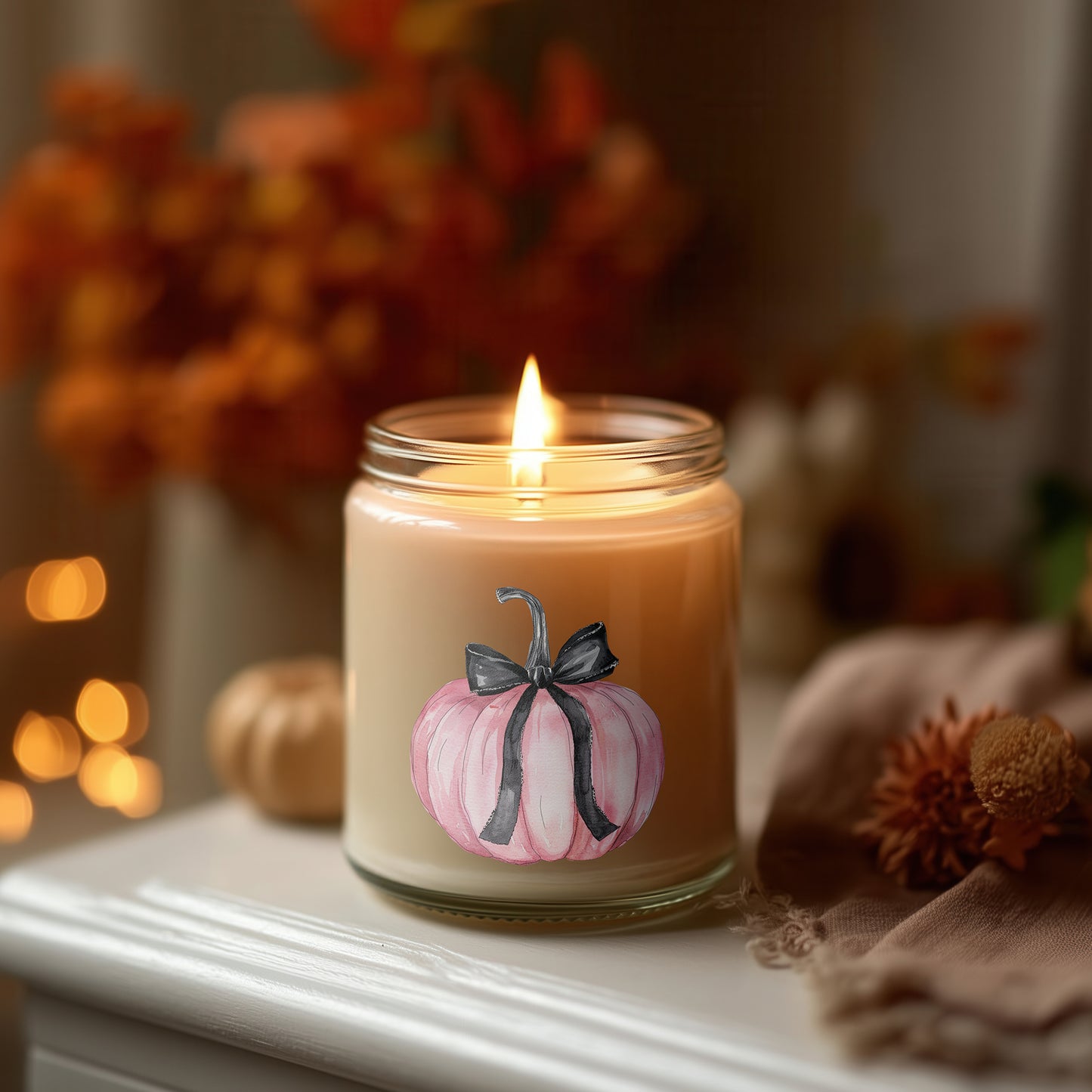 Pinky Pumpkin Kerze Halloween Kürbis Duftkerze Glas vegan Sojawachs Herbstdeko Homedecor Geschenkidee
