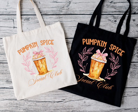 Pumpkin Spice Social Club | Tragetasche mit Spruch – Baumwollbeutel mit Attitude