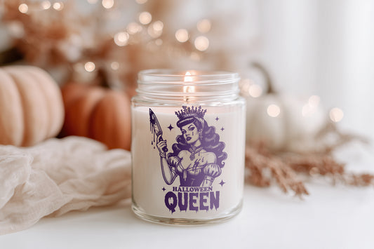 Halloween Queen Kerze vegane Duftkerze im Glas Halloween Deko Geschenkidee spooky season candle