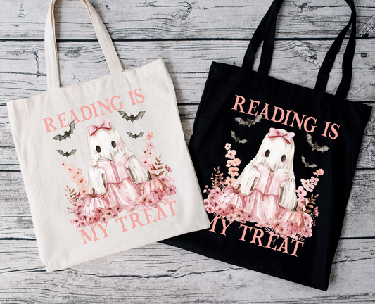 Reading is my treat | Tragetasche mit Spruch – Baumwollbeutel mit Attitude