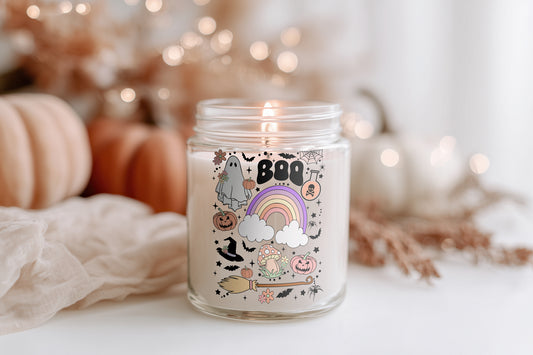 Retro Boo Kerze 🕯️ Halloween Deko Glas, Duftkerze Herbst, Geschenkidee Frauen, Home Decor, Sojawachs vegan, Kürbis Deko, Spooky Season