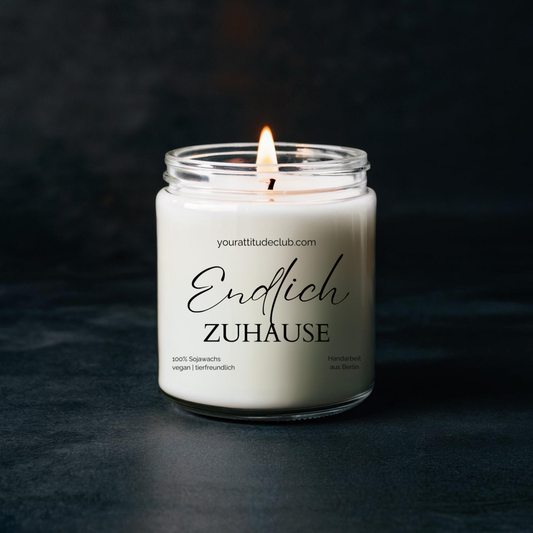 endlich zuhause – Duftkerze im Glas | Umzugsgeschenk | Geschenkidee Einzug | Personalisiertes Geschenk zum Einzug