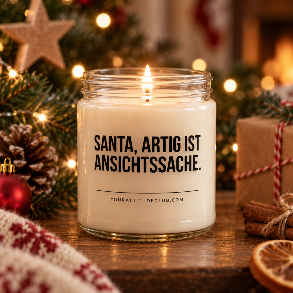 SANTA, ARTIG IST ANSICHTSSACHE. | Weihnachtskerze, lustiges Weihnachtsgeschenk, Wichtelgeschenk, Geschenk für Freundin, Schwester, Kollegin, Freunde