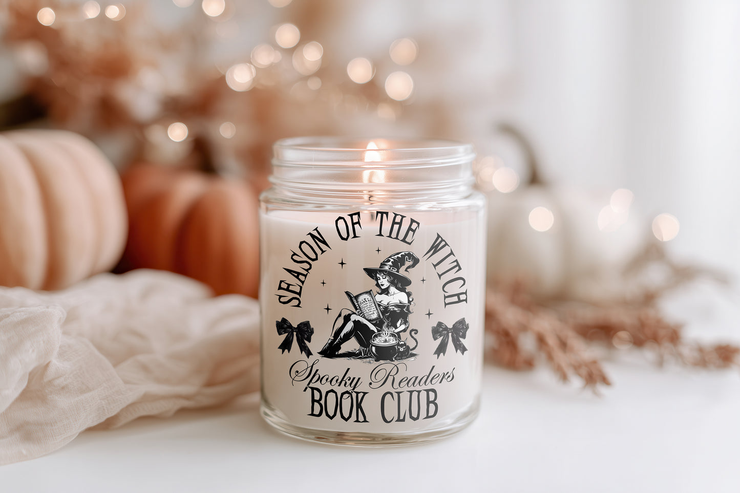 Season of the Witch Spooky Readers Book Club Kerze Halloween Duftkerze Glas, Sojawachs vegan, Herbstdeko Geschenkidee Frauen, Witchy Vibes