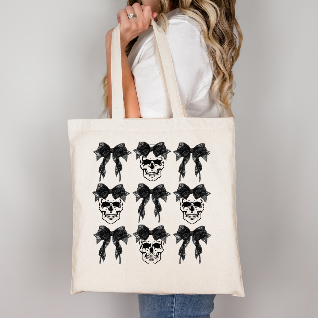 Skull Bow | Tragetasche mit Spruch – Baumwollbeutel mit Attitude