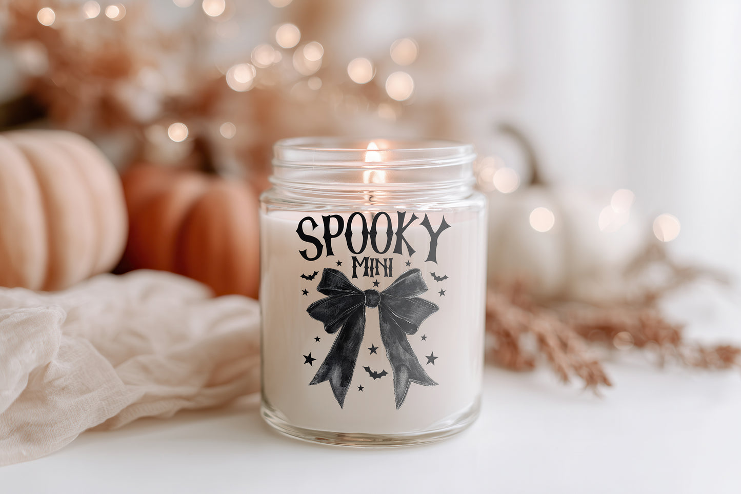 Spooky Mini Kerze Halloween Duftkerze im Glas, spooky Home Decor, Herbstkerze vegan Sojawachs, Geschenkidee Frauen, Cozy Season Candle