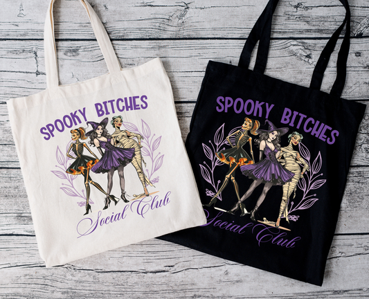 Spooky Bitches Social Club | Tragetasche mit Spruch – Baumwollbeutel mit Attitude