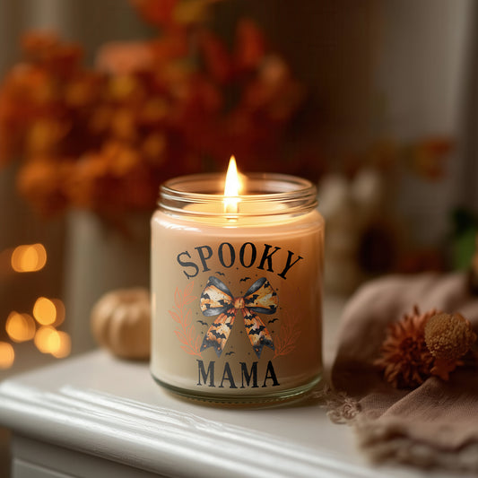 Spooky Mama Kerze Halloween Duftkerze Glas | Herbst Deko Geschenk vegane Sojawachs Kerze nachhaltig spooky home decor