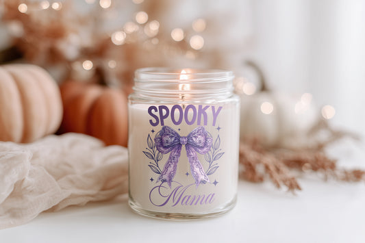 Spooky Mama Kerze Halloween Duftkerze Glas | Herbstdeko Geschenk vegane Sojawachs Kerze nachhaltig spooky home decor