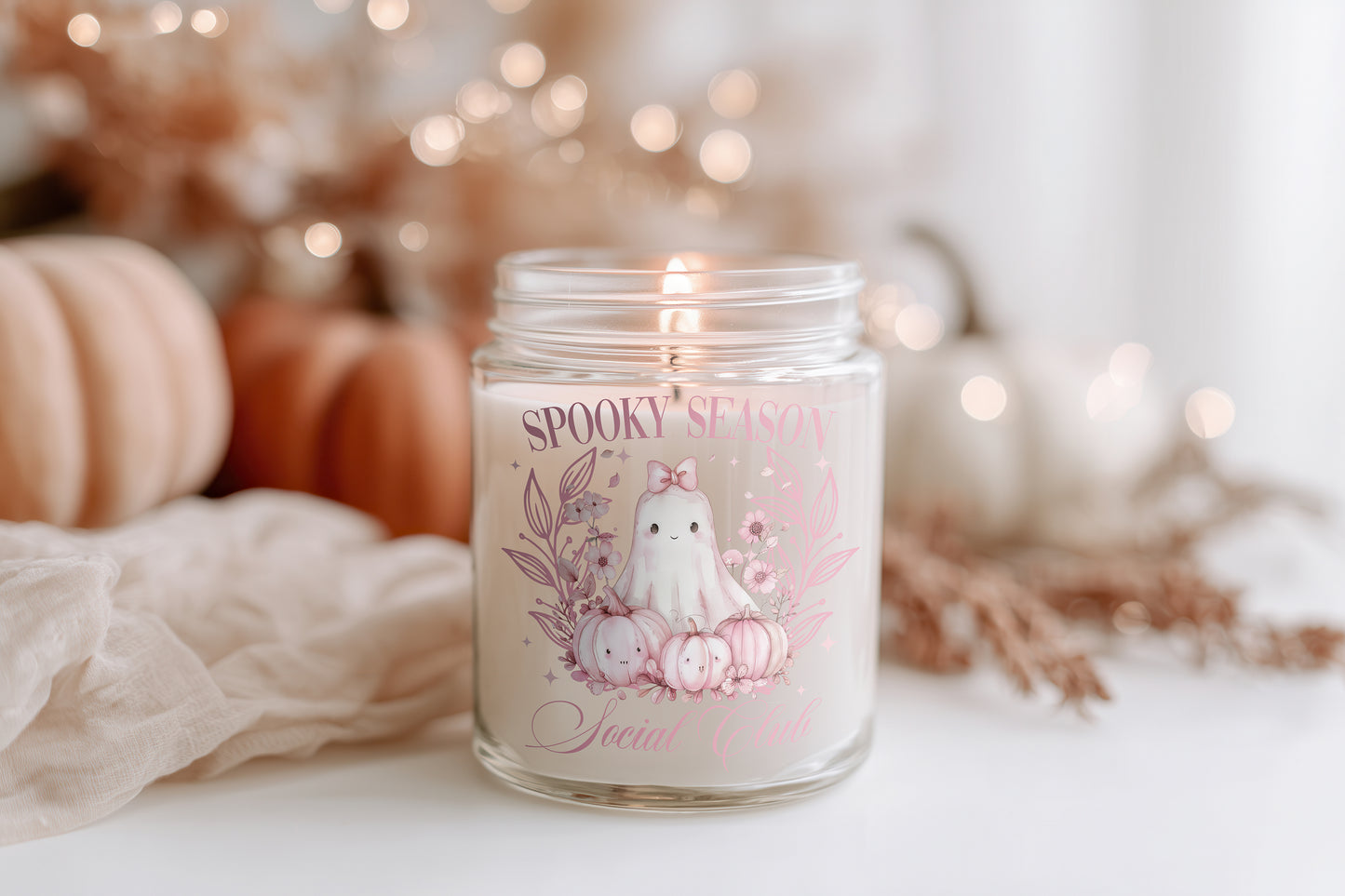 Spooky Season Social Club Kerze Halloween Duftkerze Glas | Herbstdeko vegane Sojawachs Kerze Geschenkidee cozy spooky vibes
