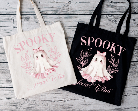 Spooky Social Club | Tragetasche mit Spruch – Baumwollbeutel mit Attitude