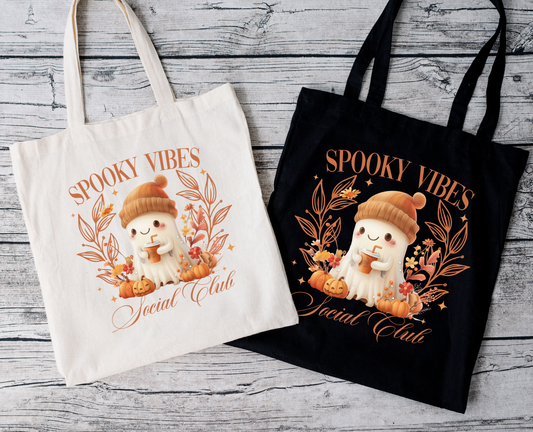 Spooky Vibes Social Club | Tragetasche mit Spruch – Baumwollbeutel mit Attitude