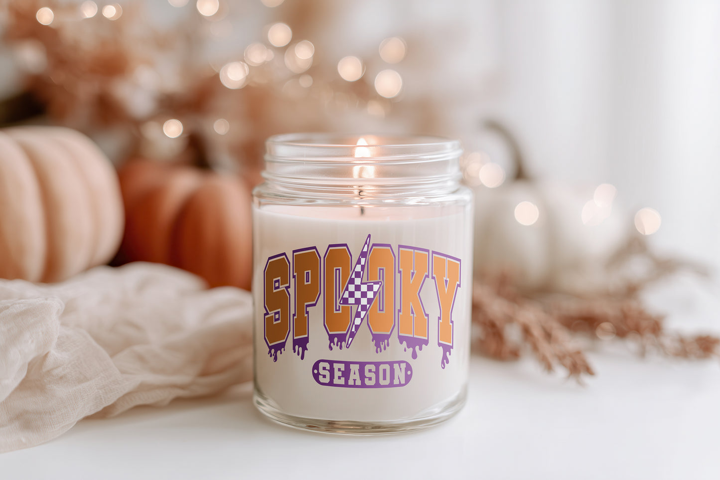 Spooky Season Kerze Halloween Duftkerze Glas | Herbstdeko vegane Sojawachs Kerze nachhaltig Geschenkidee spooky vibes