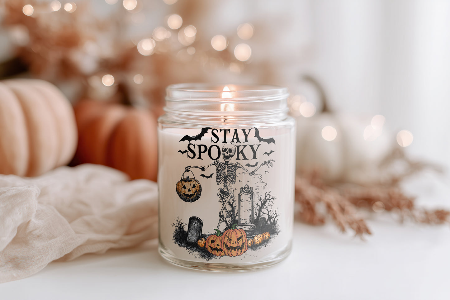 Stay Spooky Kerze Halloween Duftkerze vegane Herbstkerze Glas spooky Deko Geschenkidee nachhaltig Sojawachs
