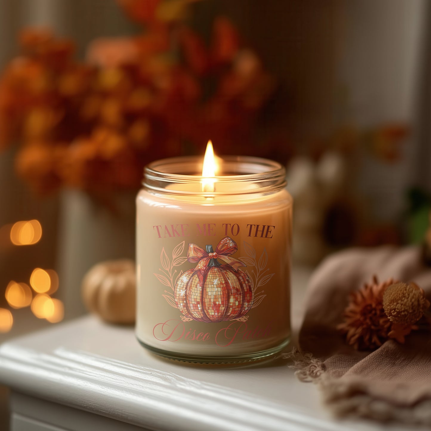 Take Me To The Disco Patch Halloween Kerze Herbst Duftkerze vegane Sojawachs Kerze Geschenkidee für Frauen & Home Decor