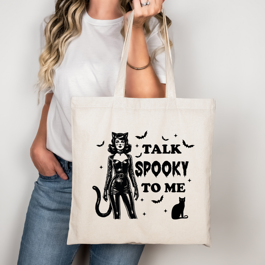 Talk Spook to Me | Tragetasche mit Spruch – Baumwollbeutel mit Attitude