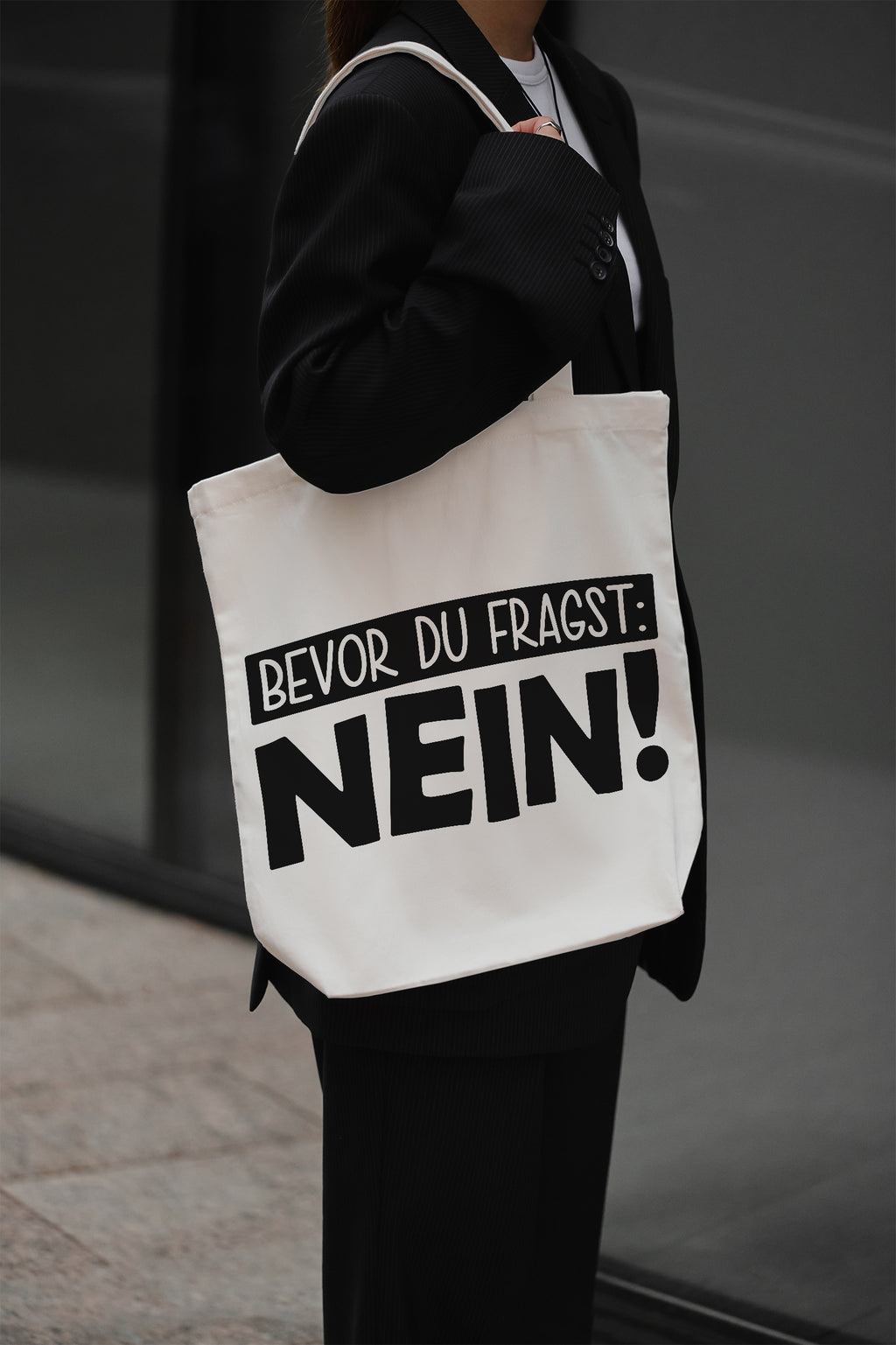 Before you ask: NO! Cotton Bag Cloth Bag Saying Tote Bag beige Shopping Bag Shoulder Bag Gift funny sustainable printed