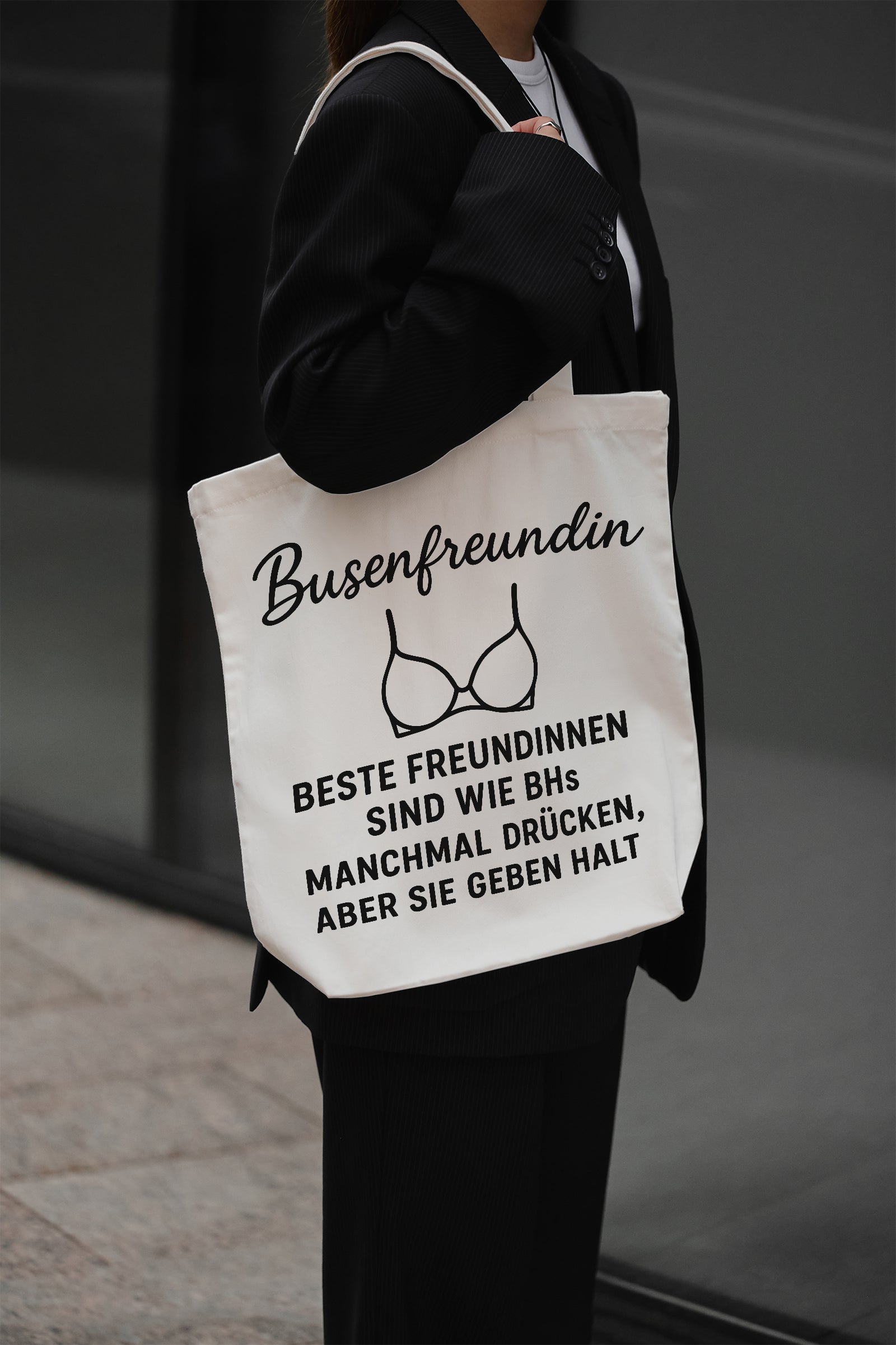Busenfreundin Beste Freundinnen sind wie BHs Stoffbeutel Baumwollbeutel Geschenk beste Freundin Jutebeutel nachhaltig Schultertasche