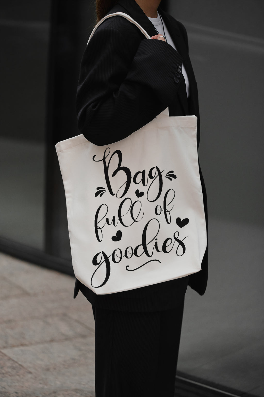 Bag full of goodies Baumwollbeutel Stofftasche beige Shopper Tragetasche nachhaltig Geschenkidee Alltag Einkauf Tasche