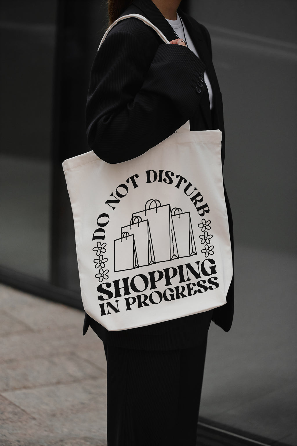 DO NOT DISTURB SHOPPING IN PROGRESS Cotton Bag Fabric Tote beige Shopper sustainable Shopping Bag Slogan Shopping Gift