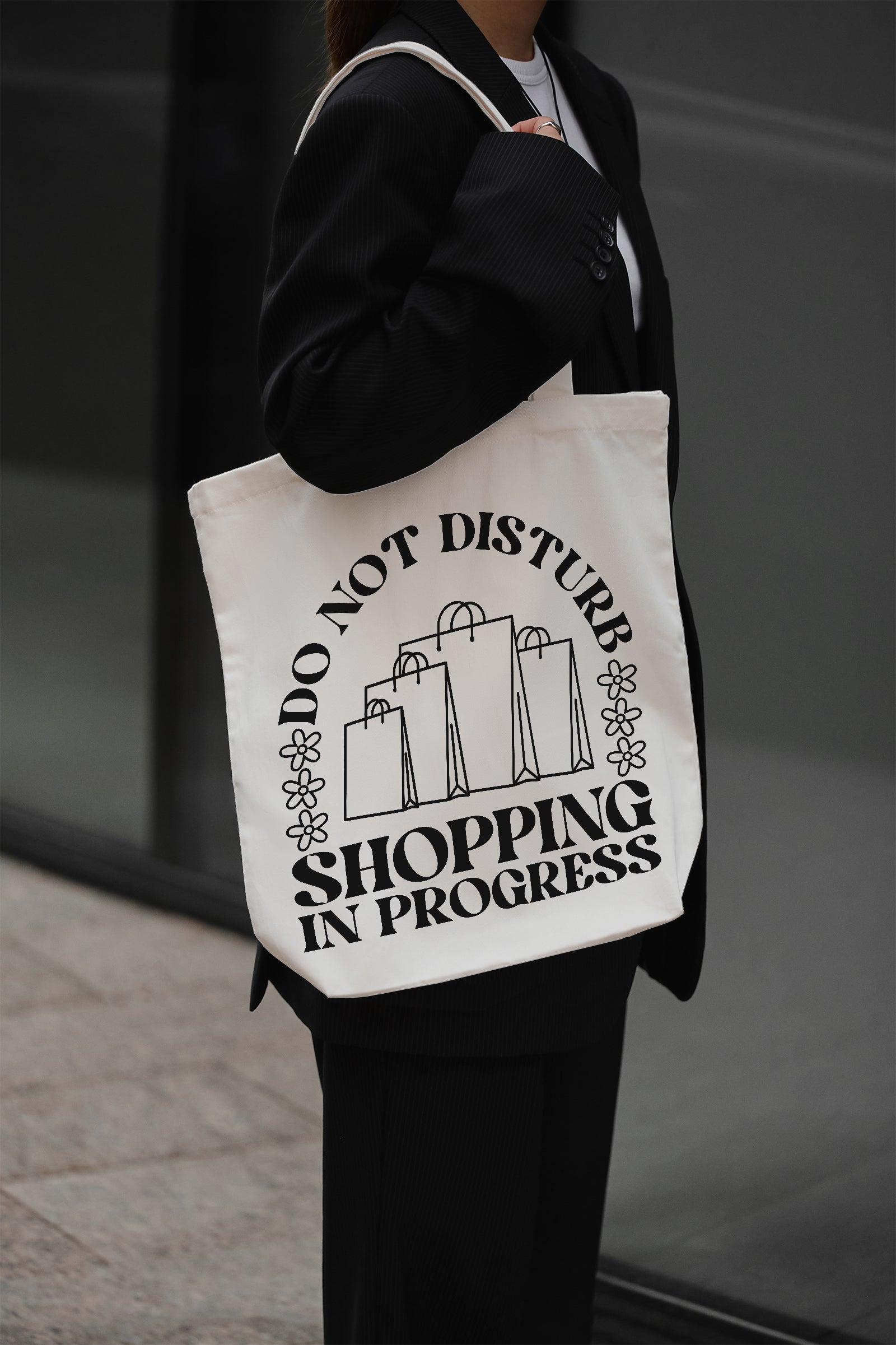 DO NOT DISTURB SHOPPING IN PROGRESS Cotton Bag Fabric Tote beige Shopper sustainable Shopping Bag Slogan Shopping Gift