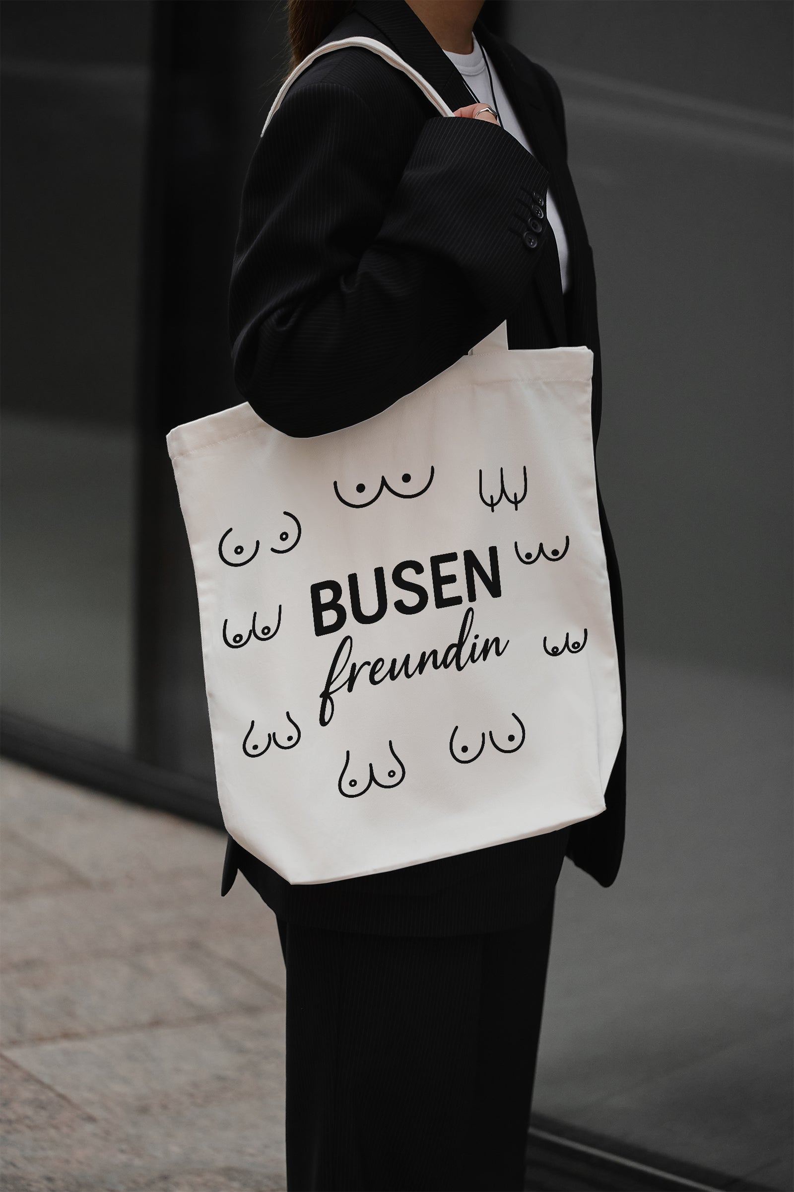 Busenfreundin Baumwollbeutel beige 38x42 cm Einkaufstasche Stofftasche Jutebeutel Geschenk Freundin nachhaltige Tragetasche Schultertasche