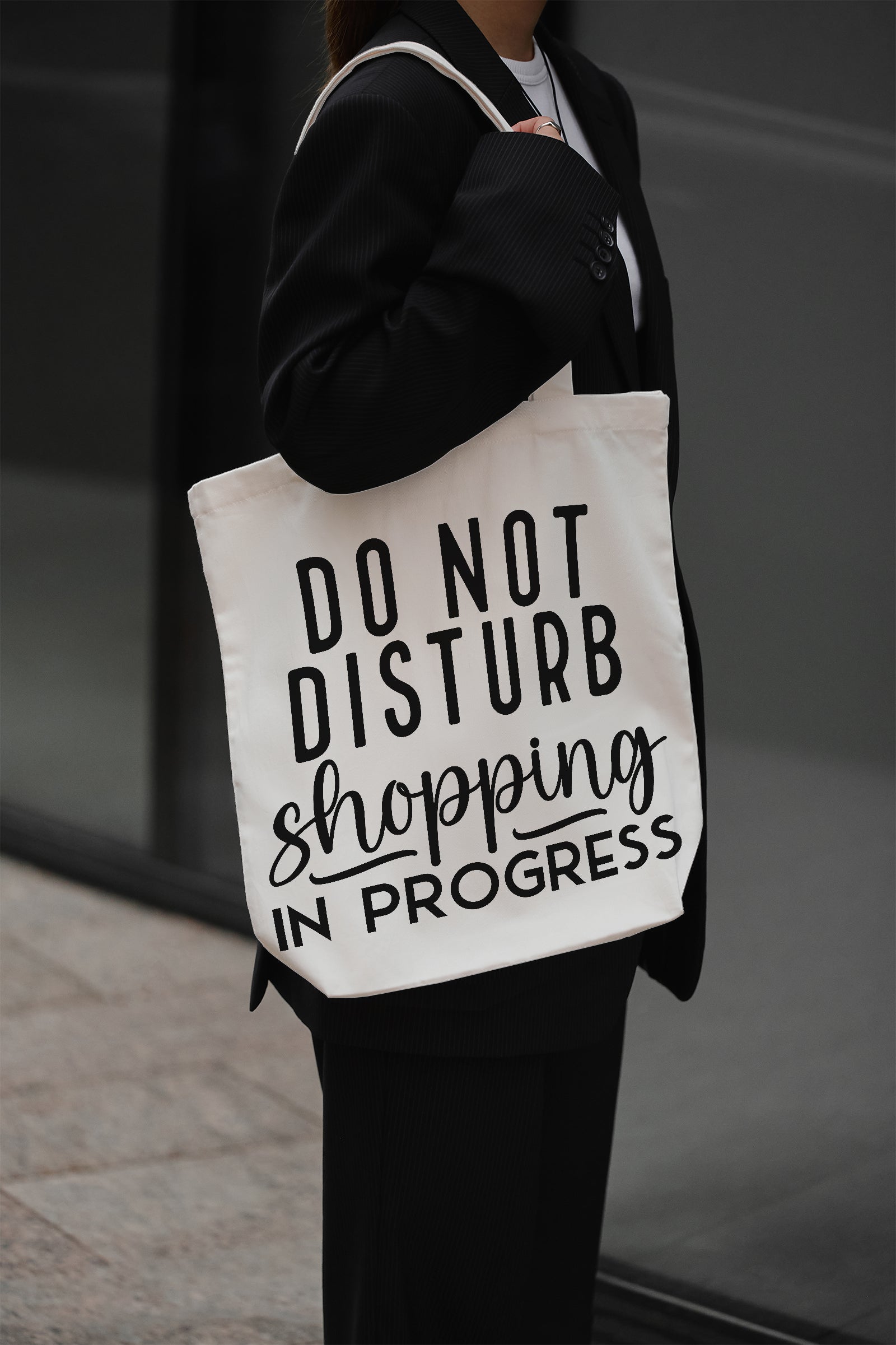 DO NOT DISTURB shopping in progress cotton bag fabric tote beige shopper sustainable shopping bag saying shopping gift