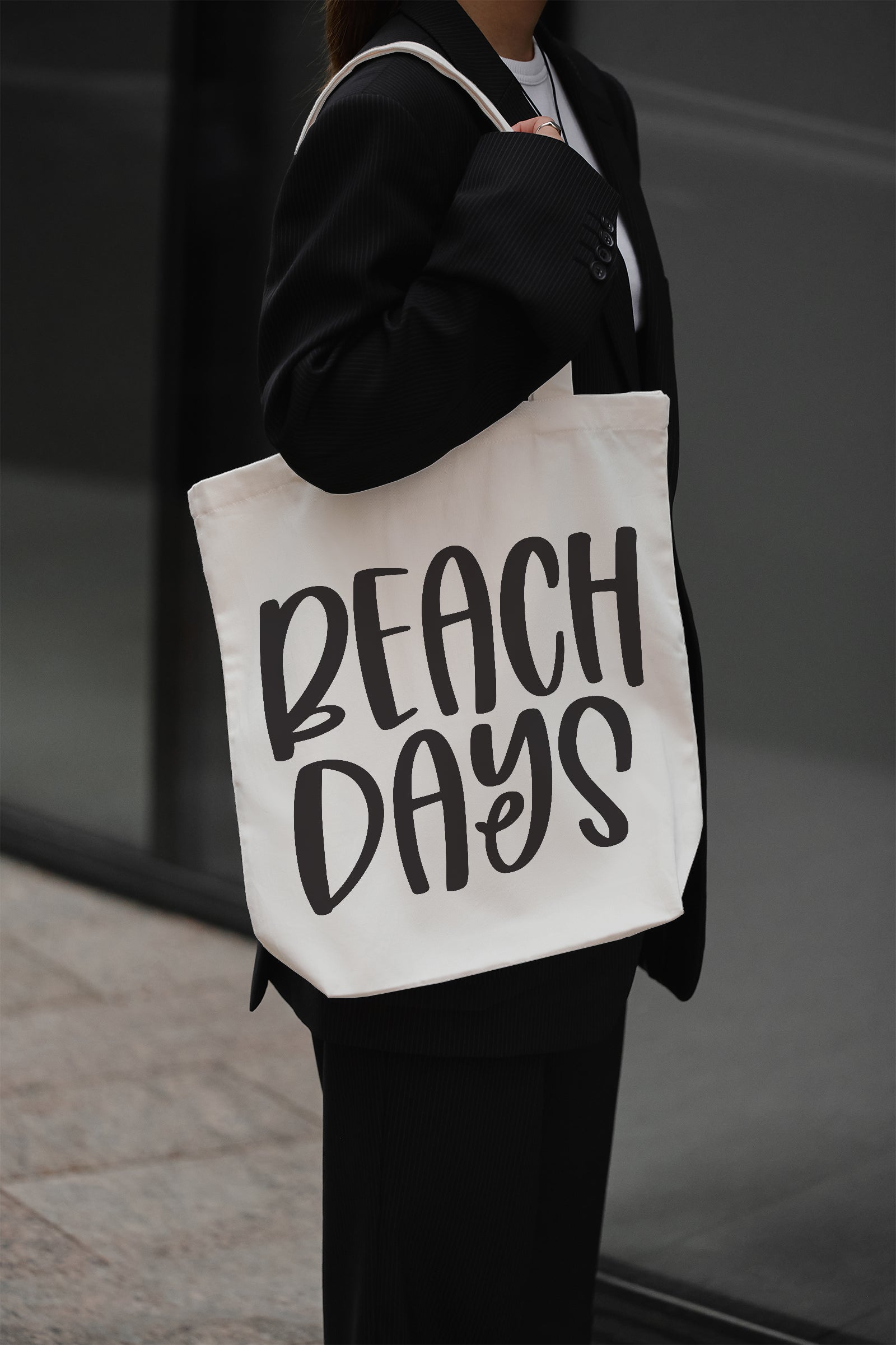 BEACH DAYS Cotton Bag Beige Fabric Bag Summer Bag Shoulder Bag 38x42 cm Tote Bag Beach Bag Gift Holiday Sea