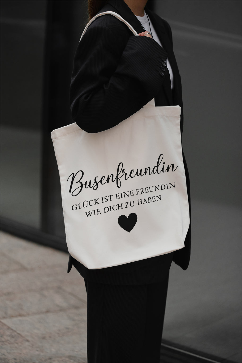 Bosom Buddy - Happiness is having a friend like you Cotton Bag Tote Bag Gift Best Friend Fabric Bag Beige Shoulder Bag