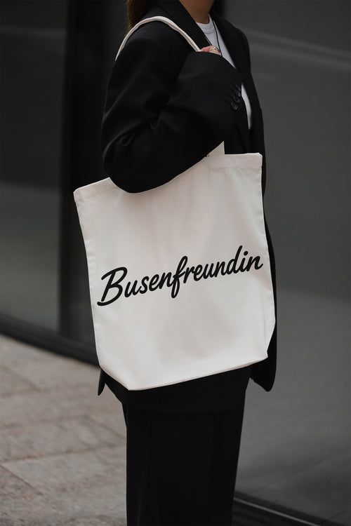 Bosom Buddy Cotton Bag Beige 38x42 cm | Fabric Bag with Saying | Gift for Best Friend | Jute Bag Shoulder Bag Sustainable