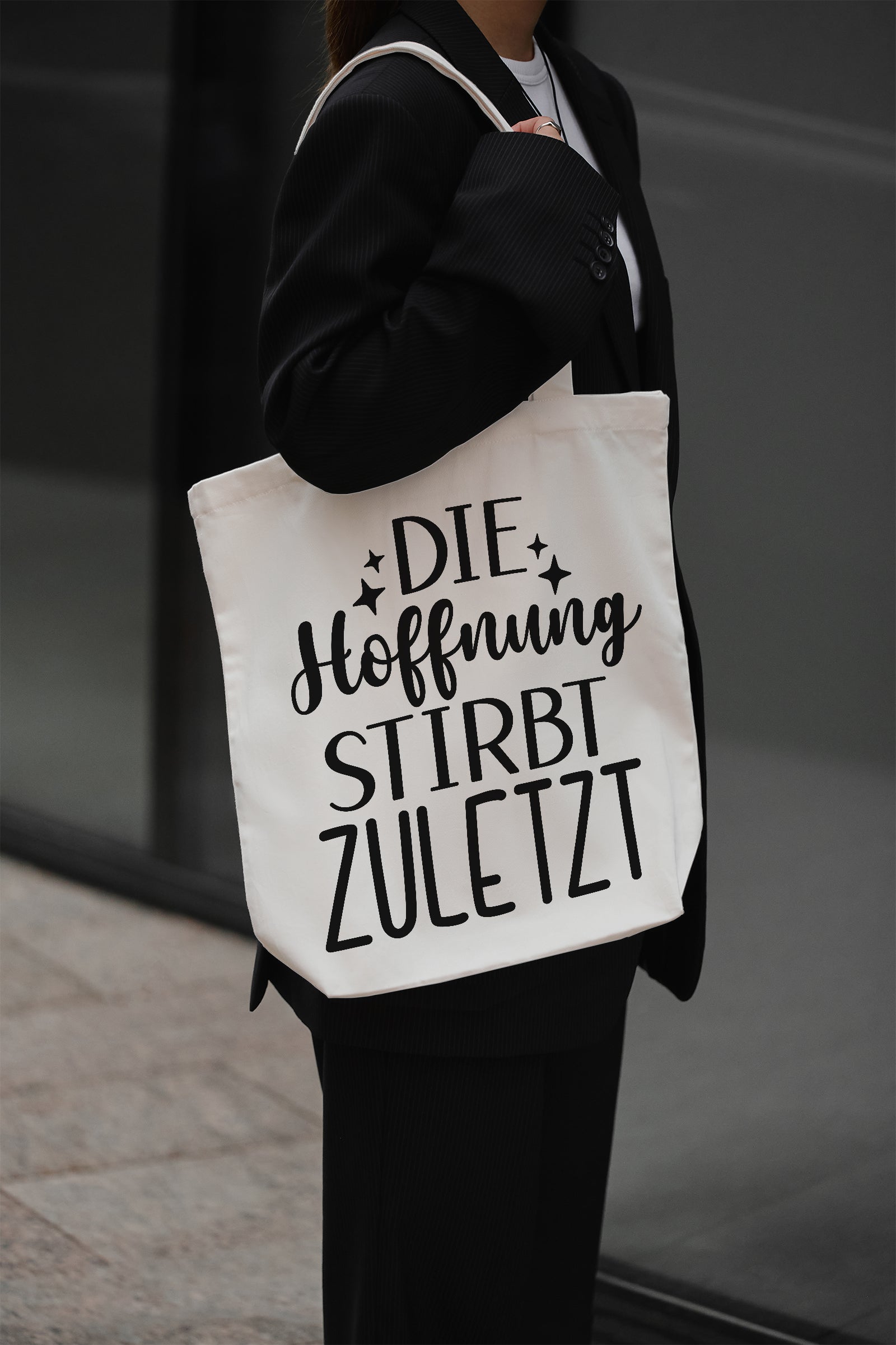 Hope Dies Last Cotton Bag Fabric Tote Beige Sustainable Shopper Shopping Bag with Saying Gift Humor Everyday
