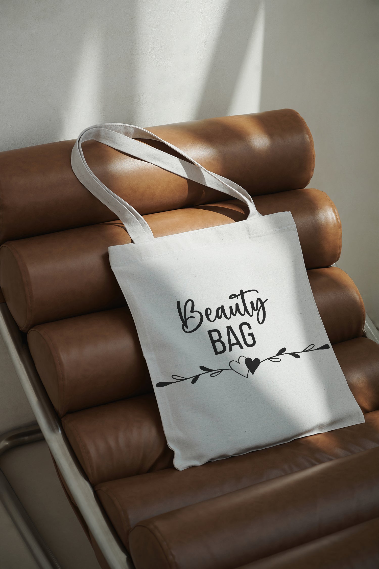 Beauty Bag Baumwollbeutel beige 38x42 cm Stofftasche mit Druck Schultertasche Geschenkidee für Frauen Kosmetik Beutel Alltag Shopping Tasche